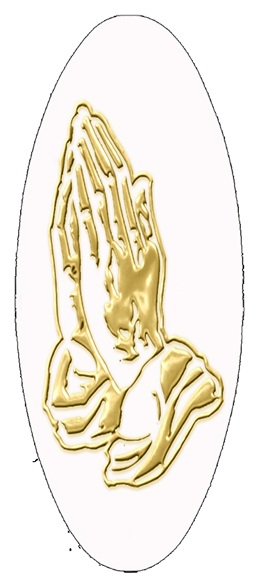 Gold Praying Hands White Background